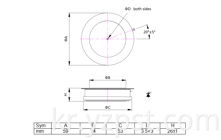 High current thyristor applications manufactures YZPST-N330CH26